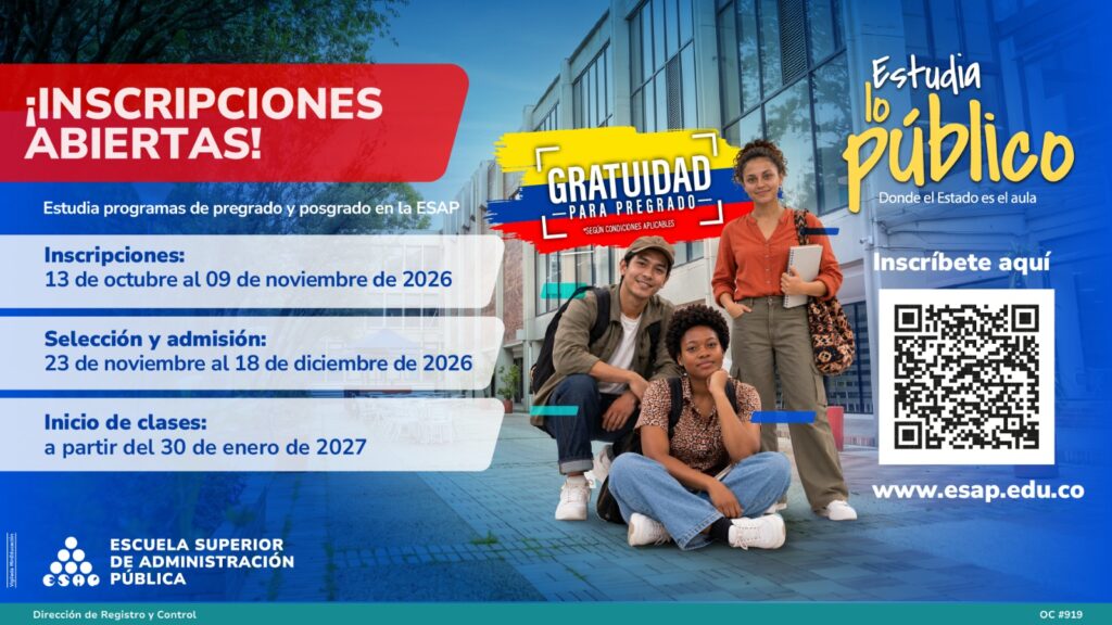 ESAP Antioquia abre inscripciones para 2027-1: pregrado con opción de gratuidad y maestría en Administración Pública
